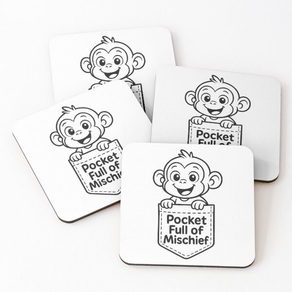 Item preview, Pocket Full of Mischief - Cute Monkey Funny Kids and Baby Design designed and sold by inkoutninja.