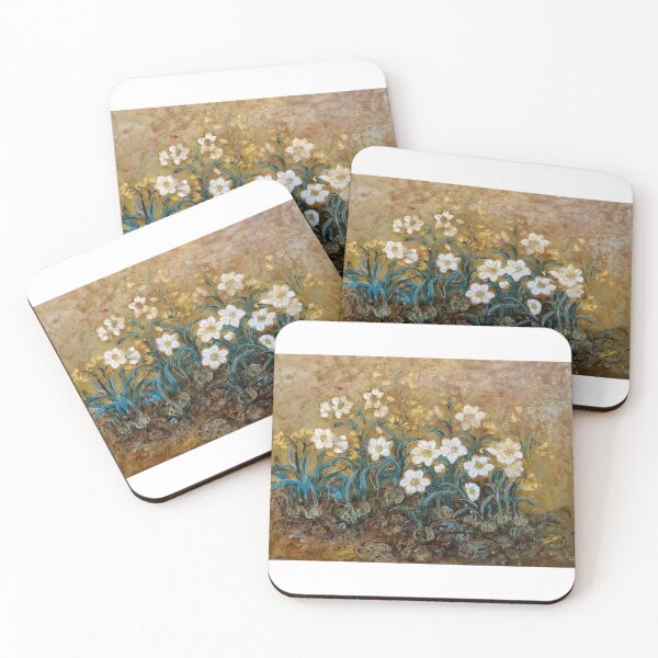 Item preview, 26 Cluster of White Wildflowers – Earthy Golden Ground designed and sold by tassimtixhie.