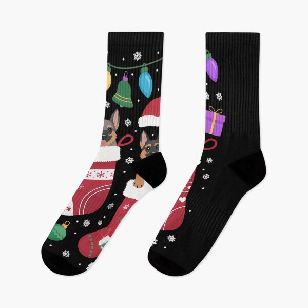 Item preview, German shepherd In Socks Christmas Santa Hat Xmas Light Dog designed and sold by BiellaSar.