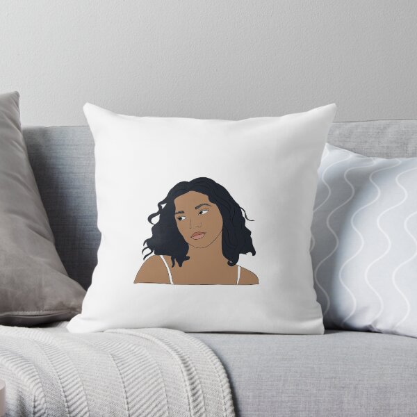 Girl with the black hair Throw Pillow
