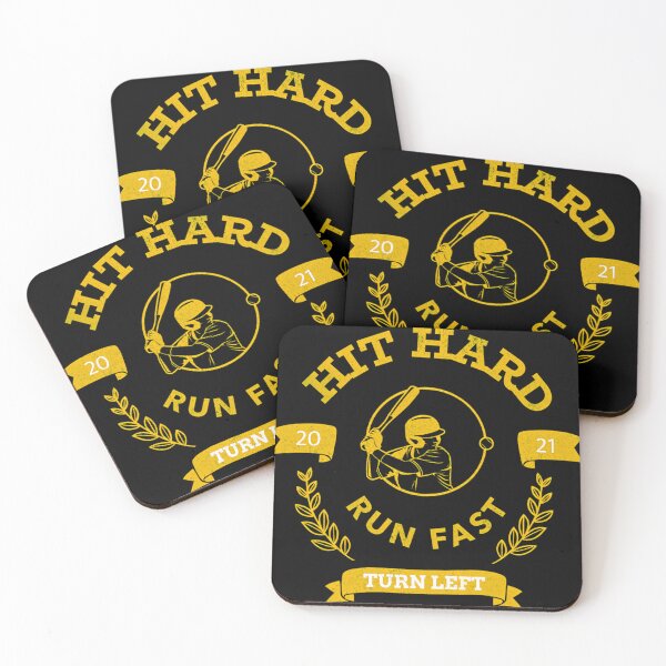 Item preview,  Hit Hard Run Fast Turn Left Baseball Mlb Sports Bat Pitcher Catcher Hitter designed and sold by Fraerrand.