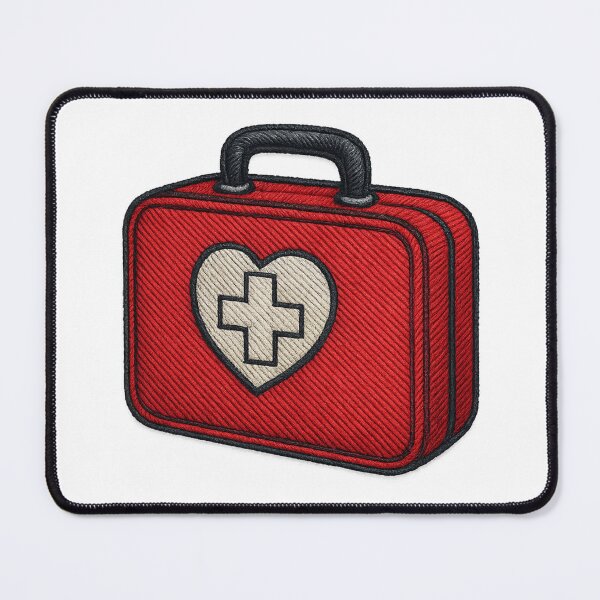 Item preview, First aid kit embroidered with heart designed and sold by Ahau Designs.