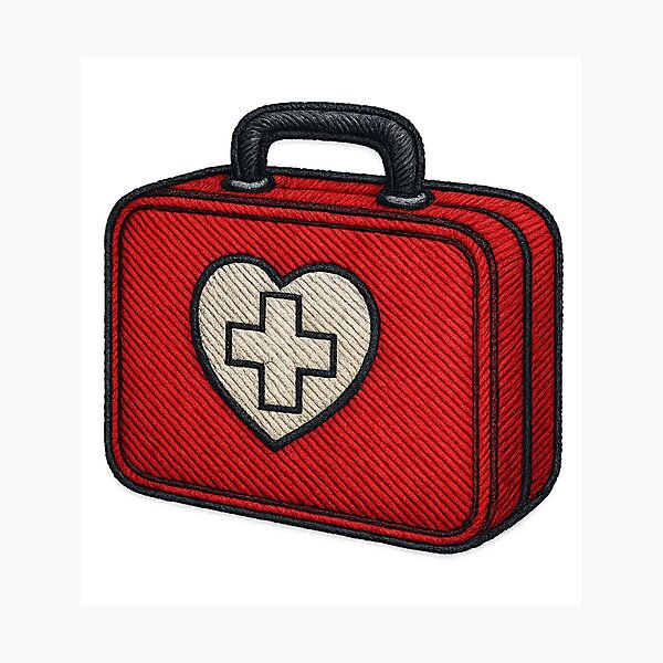 Item preview, First aid kit embroidered with heart designed and sold by Ahau Designs.