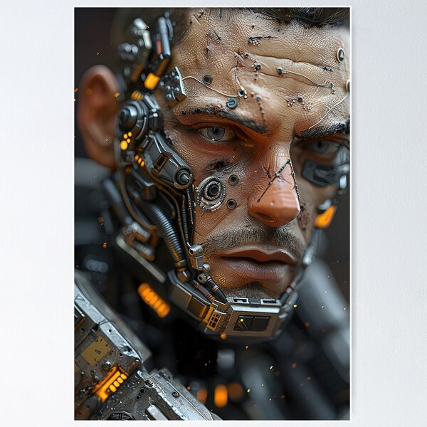 Item preview, Cybernetic warlord Intricate details of the character's mechanical implants. designed and sold by CheerForGoods.