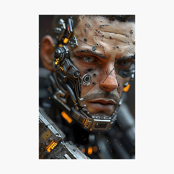 Item preview, Cybernetic warlord Intricate details of the character's mechanical implants. designed and sold by CheerForGoods.