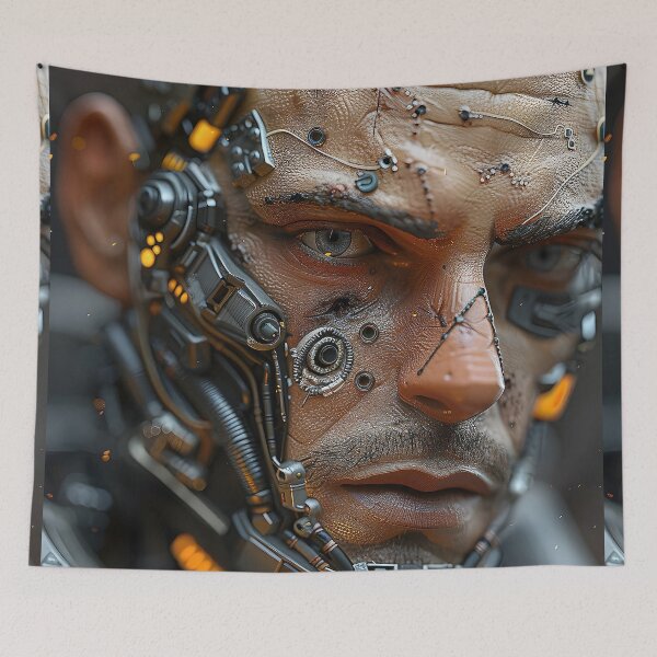 Item preview, Cybernetic warlord Intricate details of the character's mechanical implants. designed and sold by CheerForGoods.