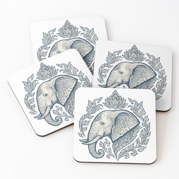Item preview, Thai elephant art designed and sold by LaiThaiPatterns.