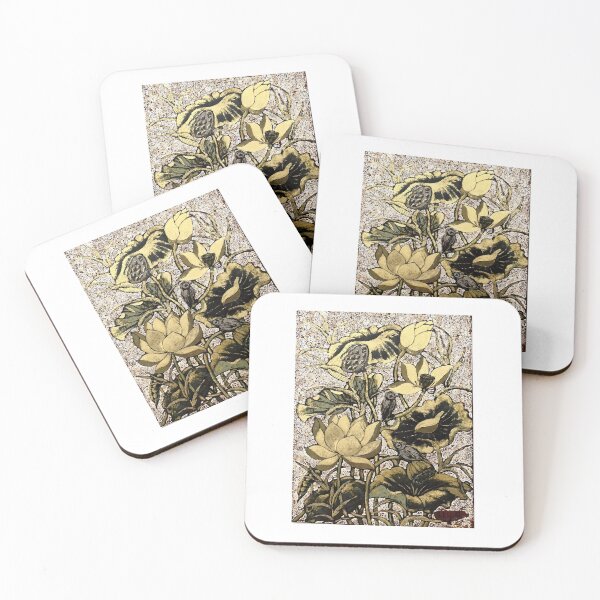 Item preview, 27 Golden Lotus with Birds – Nature Harmony on Textured Background designed and sold by tassimtixhie.