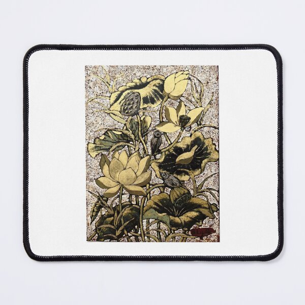 Item preview, 27 Golden Lotus with Birds – Nature Harmony on Textured Background designed and sold by tassimtixhie.