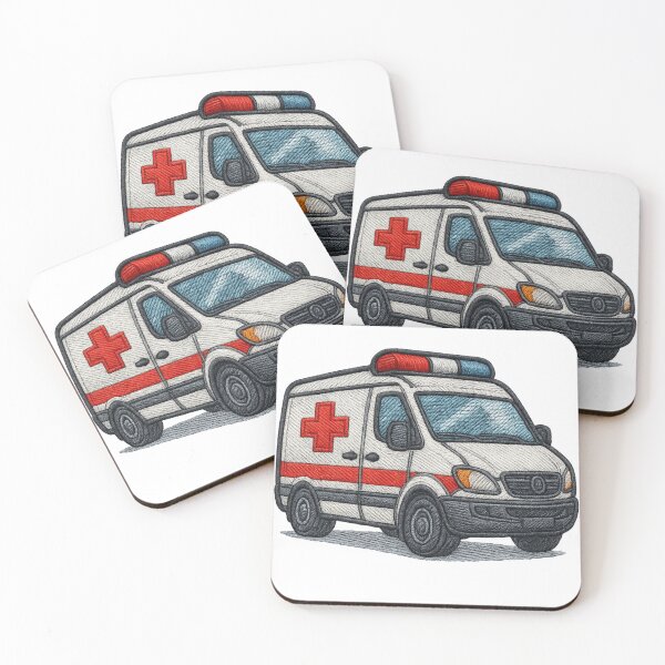 Item preview, Embroidered ambulance medical vehicle designed and sold by Ahau Designs.