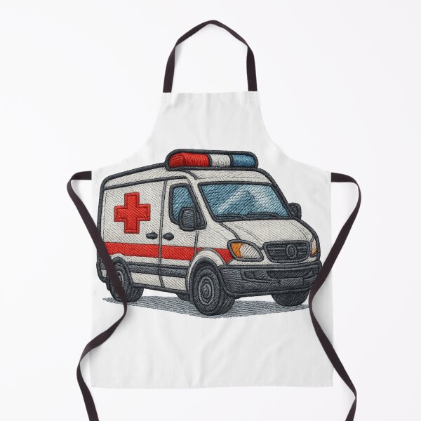 Aperçu de l'œuvre Véhicule médical d'ambulance brodé créée et vendue par Ahau Designs.