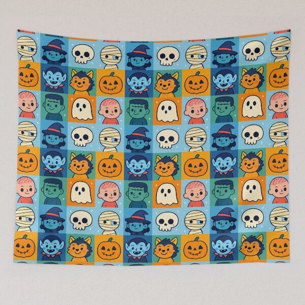 Item preview, Cute Halloween Characters Seamless Pattern Design designed and sold by UniqueDesign751.