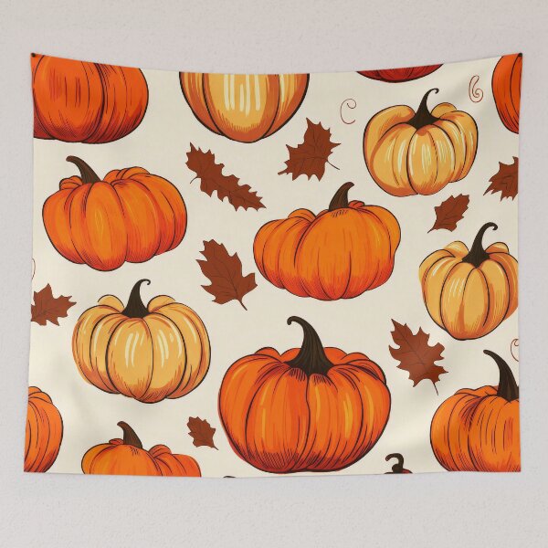 Item preview, Halloween Pumpkin Designs Pattern With Autumn Leaves Accents designed and sold by DEC02.