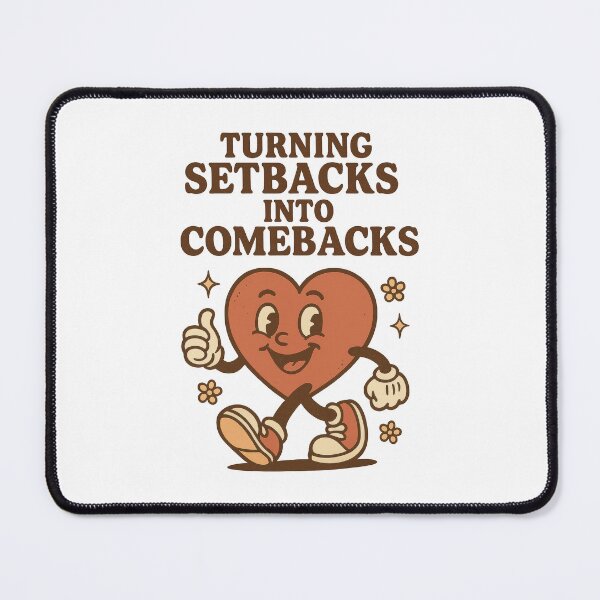 Item preview, Turning Setbacks Into Comebacks - Retro Motivational Heart Positivity Design designed and sold by inkoutninja.