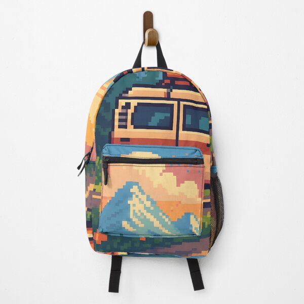 Item preview, Retro Camper Van Pixel Art – Sunrise Mountain Road Trip (8-/16-bit) designed and sold by MisterHelmut.