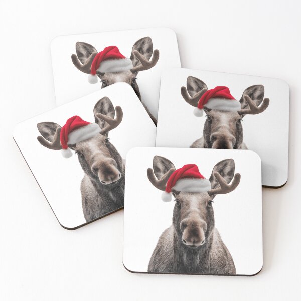 Item preview, Moose with Christmas Hat – Festive Moose Xmas Design designed and sold by LazyOwlStore.