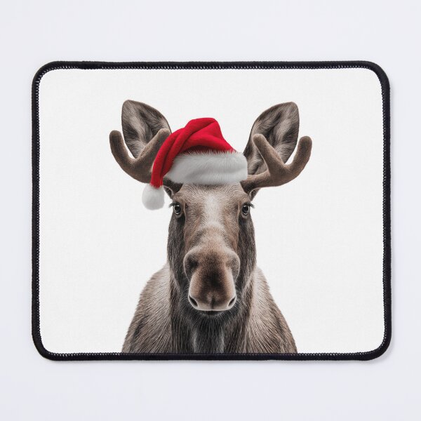 Item preview, Moose with Christmas Hat – Festive Moose Xmas Design designed and sold by LazyOwlStore.
