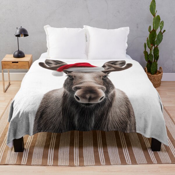 Item preview, Moose with Christmas Hat – Festive Moose Xmas Design designed and sold by LazyOwlStore.