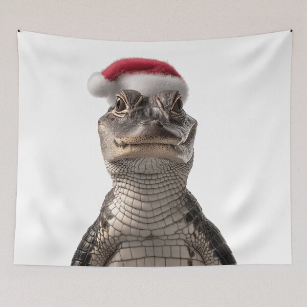 Item preview, Alligator with Christmas Hat – Festive Alligator Xmas Design designed and sold by LazyOwlStore.