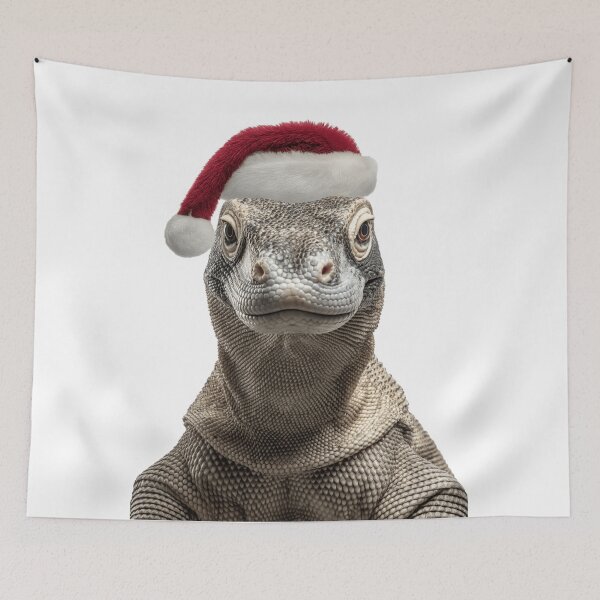 Item preview, Komodo Dragon with Christmas Hat – Festive Komodo Dragon Xmas Design designed and sold by LazyOwlStore.