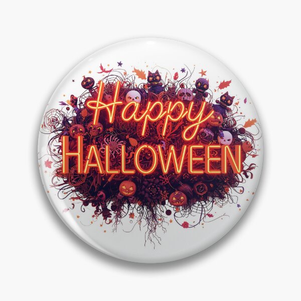 Item preview, design featuring “Happy Halloween” typography enhanced with 3D elements such as bats, spiders, and pumpkins. designed and sold by PWDigitalArt.