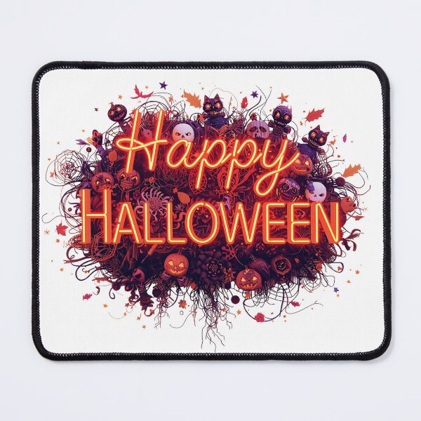 Item preview, design featuring “Happy Halloween” typography enhanced with 3D elements such as bats, spiders, and pumpkins. designed and sold by PWDigitalArt.