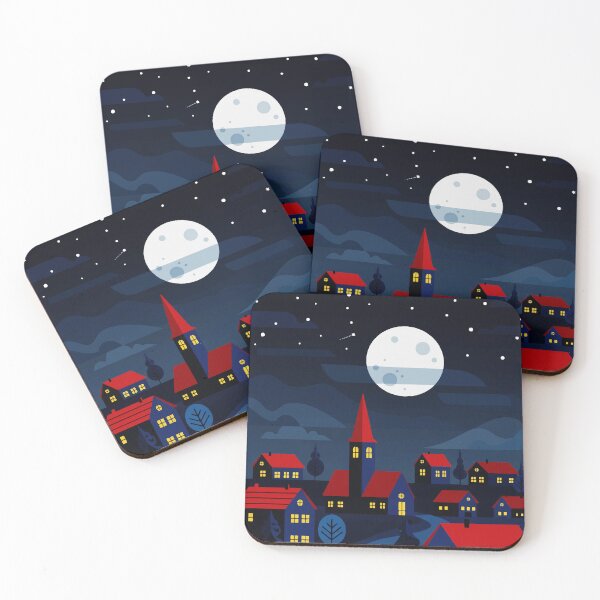 Item preview, Illustration of a peaceful night town designed and sold by Design4uStudio.