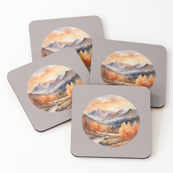 Item preview,   Fall vibes, Autumn Mountains Landscape, Fall Trees, , Fall Colors, spirit week, watercolor pattern designed and sold by KolorellaS.