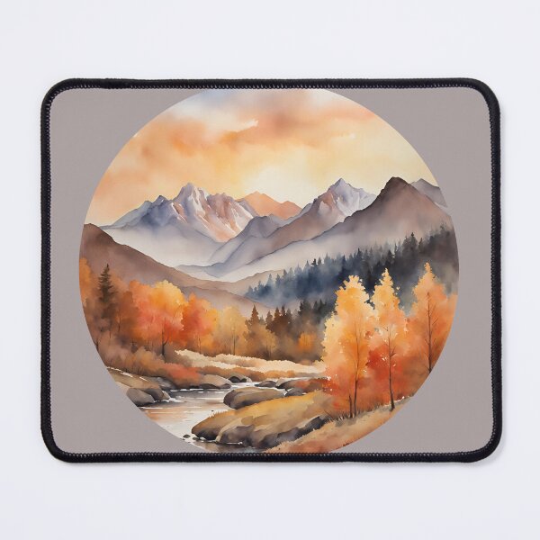 Item preview,   Fall vibes, Autumn Mountains Landscape, Fall Trees, , Fall Colors, spirit week, watercolor pattern designed and sold by KolorellaS.