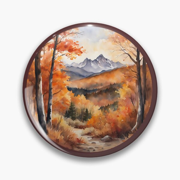 Item preview,   Fall vibes, autumn mountains landscape, autumn trees, , autumn colors, spirit week, watercolor pattern designed and sold by KolorellaS.