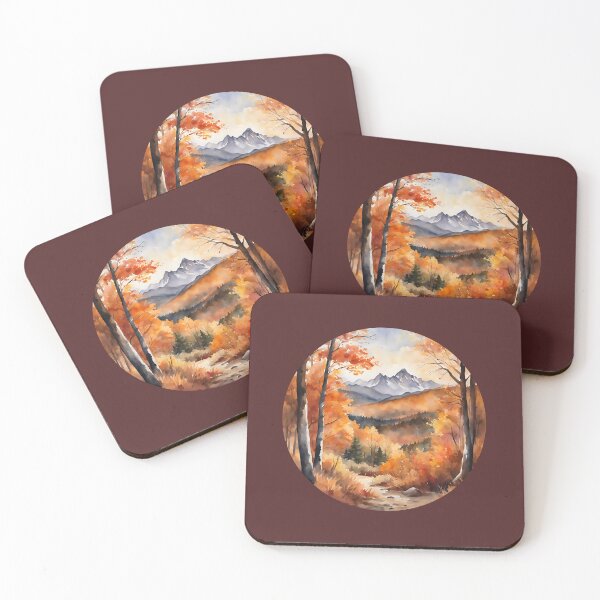 Item preview,   Fall vibes, autumn mountains landscape, autumn trees, , autumn colors, spirit week, watercolor pattern designed and sold by KolorellaS.