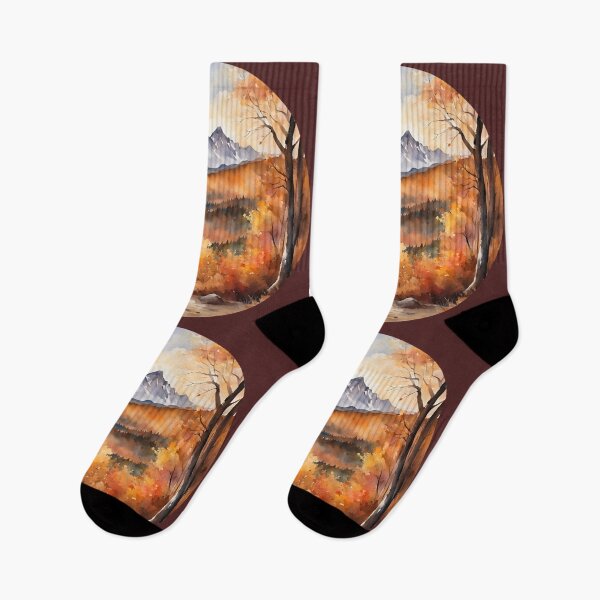 Item preview,   Fall vibes, autumn mountains landscape, autumn trees, , autumn colors, spirit week, watercolor pattern designed and sold by KolorellaS.