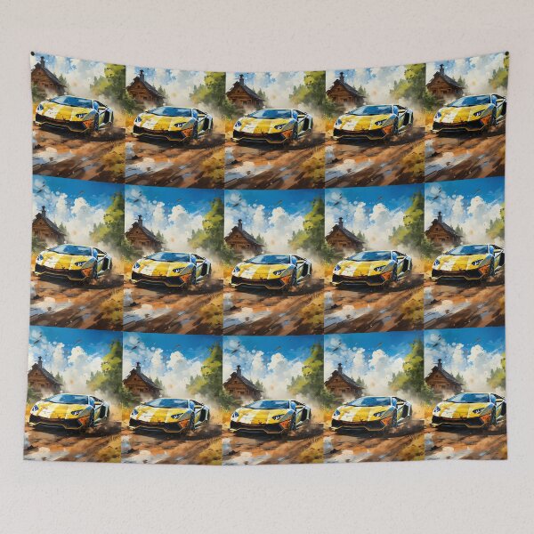 Item preview, Extreme Supercar Splashing Mud Near Rustic Countryside Cottage designed and sold by RevUpDesign.