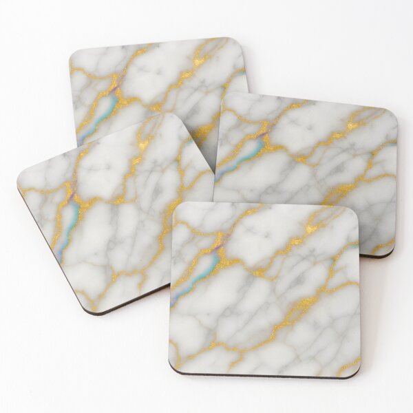 Item preview, White Marble with Gold and Turquoise Veins designed and sold by SassyArtistry.