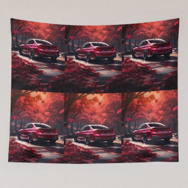Item preview, Sports Sedan Driving Under Vibrant Red Autumn Trees designed and sold by RevUpDesign.