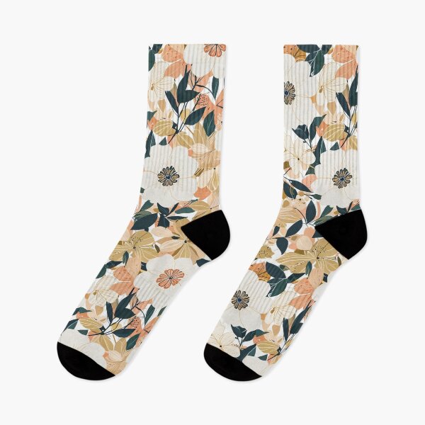 Item preview, White and Peach Flowers and Dark Green Leaves designed and sold by CoolPixels.