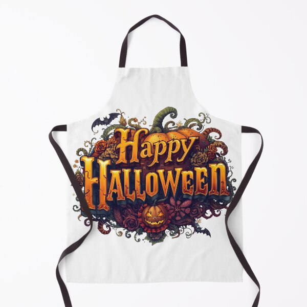 Item preview, Happy Halloween text with a Jackolantern, bats, and spider web on a white background designed and sold by PWDigitalArt.