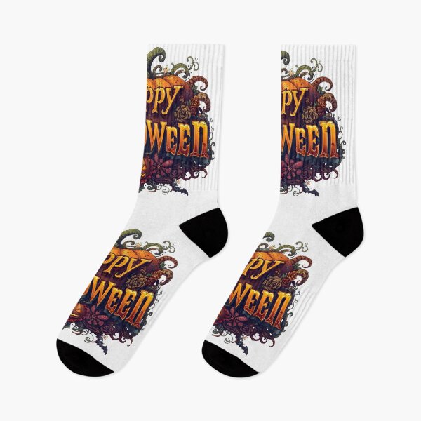 Item preview, Happy Halloween text with a Jackolantern, bats, and spider web on a white background designed and sold by PWDigitalArt.