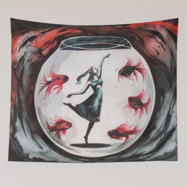 Item preview, Woman dancing in a fishbowl designed and sold by QuanntixArt.