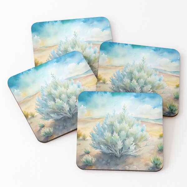 Item preview, Sagebrush Desert Watercolor Landscape designed and sold by AntiqueWhiteArt.