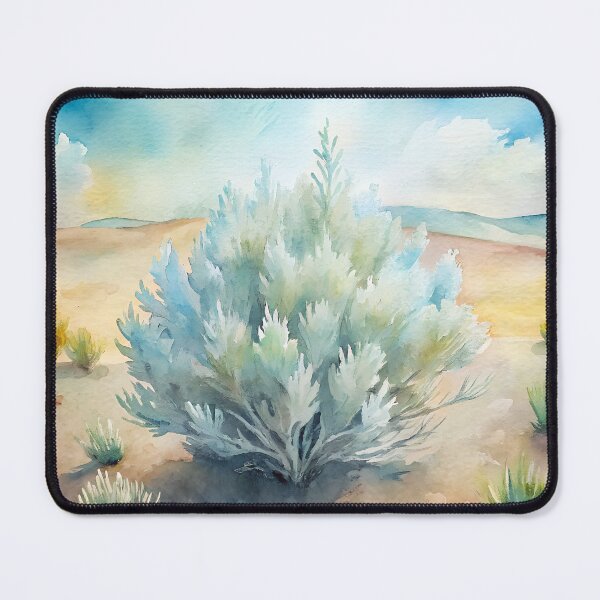 Item preview, Sagebrush Desert Watercolor Landscape designed and sold by AntiqueWhiteArt.