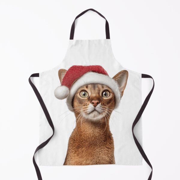 Item preview, Abyssinian cat with Christmas Hat – Festive Abyssinian cat Xmas Design designed and sold by LazyOwlStore.