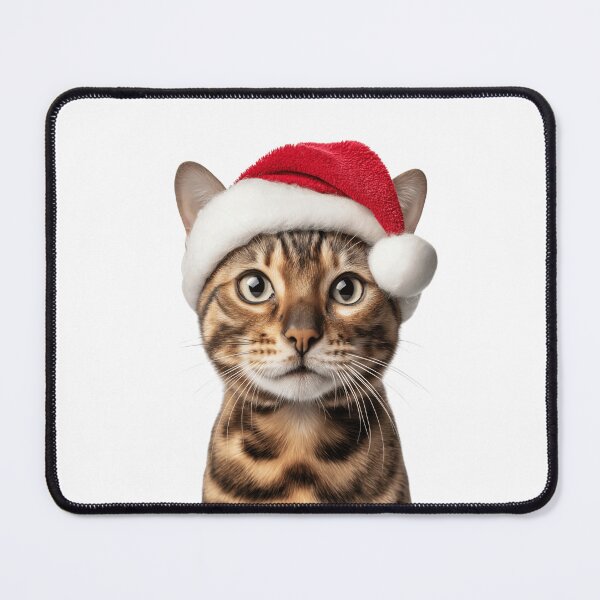 Item preview, Bengal cat with Christmas Hat – Festive Bengal cat Xmas Design designed and sold by LazyOwlStore.