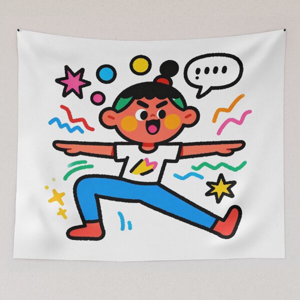 Item preview, Colorful Cartoon Yoga Pose T-Shirt  designed and sold by KARTICK DUTTA.