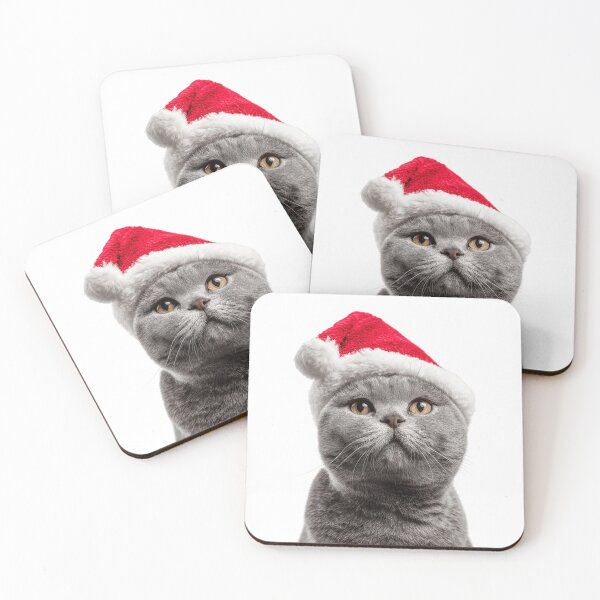Item preview, British Shorthair cat with Christmas Hat – Festive British Shorthair cat Xmas Design designed and sold by LazyOwlStore.