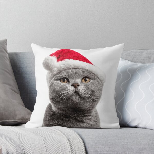 Item preview, British Shorthair cat with Christmas Hat – Festive British Shorthair cat Xmas Design designed and sold by LazyOwlStore.