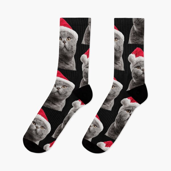 Item preview, British Shorthair cat with Christmas Hat – Festive British Shorthair cat Xmas Design designed and sold by LazyOwlStore.