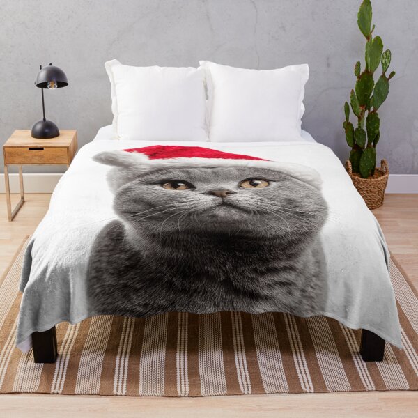 Item preview, British Shorthair cat with Christmas Hat – Festive British Shorthair cat Xmas Design designed and sold by LazyOwlStore.