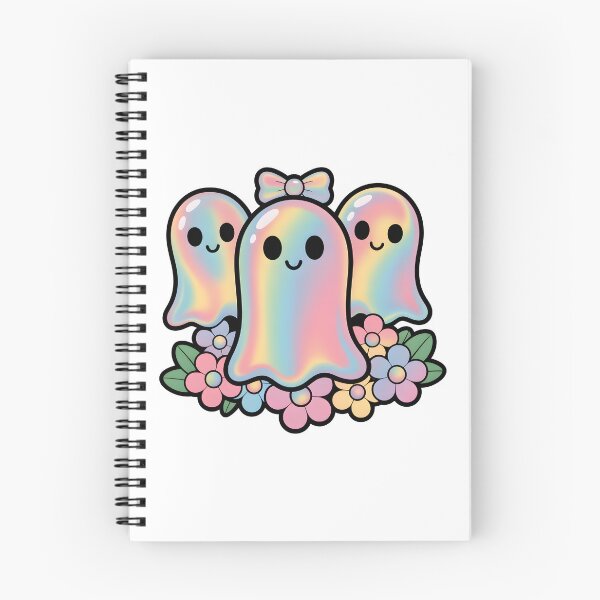 Item preview, Cute Kawaii Rainbow Ghosts with Flowers – Pastel Halloween Design designed and sold by Snifferius.