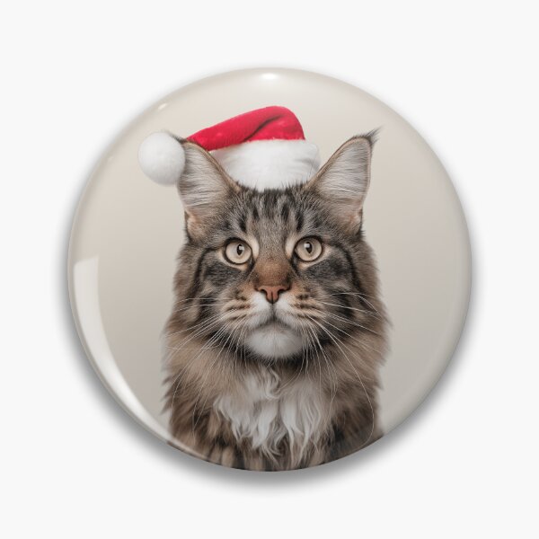 Item preview, Maine Coon cat with Christmas Hat – Festive Maine Coon cat Xmas Design designed and sold by LazyOwlStore.